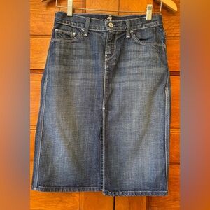 7 For All Mankind Front Slit Denim Skirt